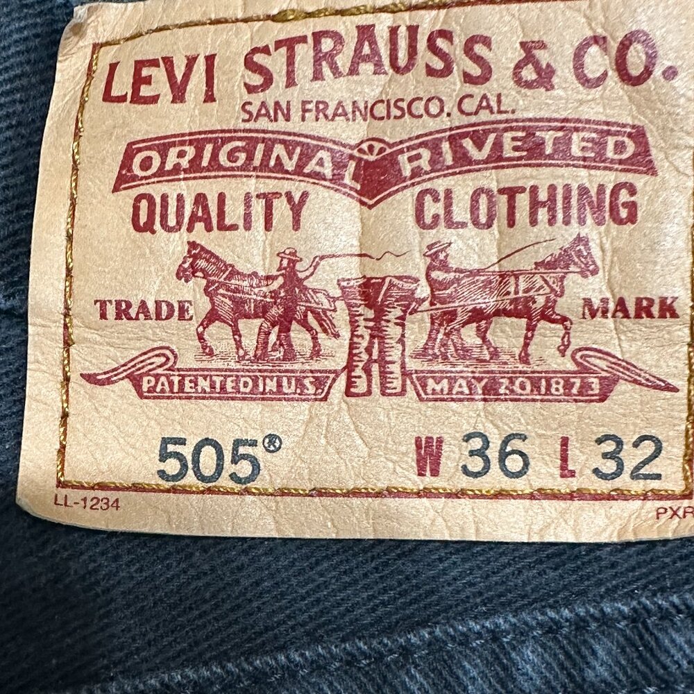 Men's LEVIS 505 Jeans, Black Regular Cut, Size- Waist 36, Length 32